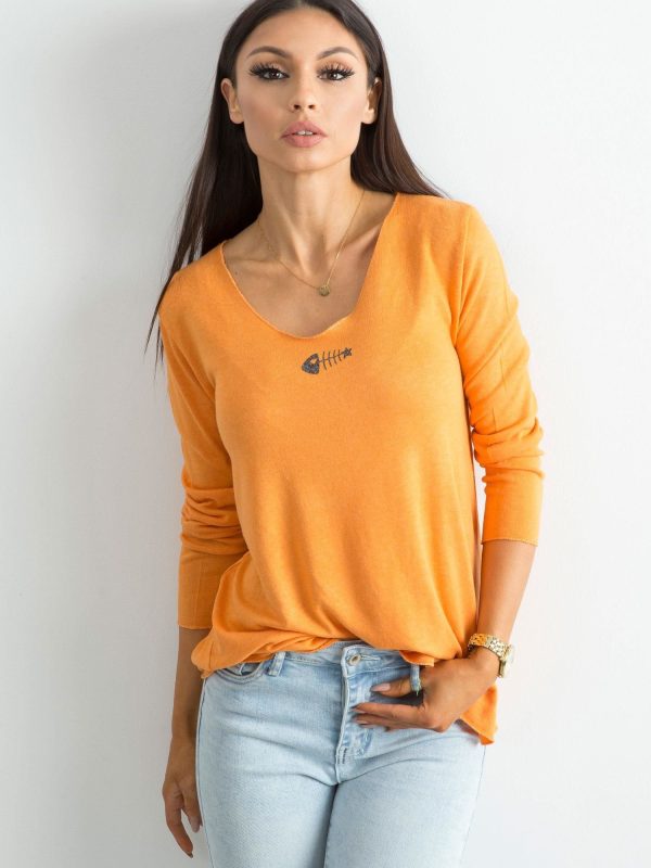 Wholesale Loose Long Sleeve Blouse Orange