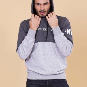 Wholesale Grey hooded sweatshirt for men