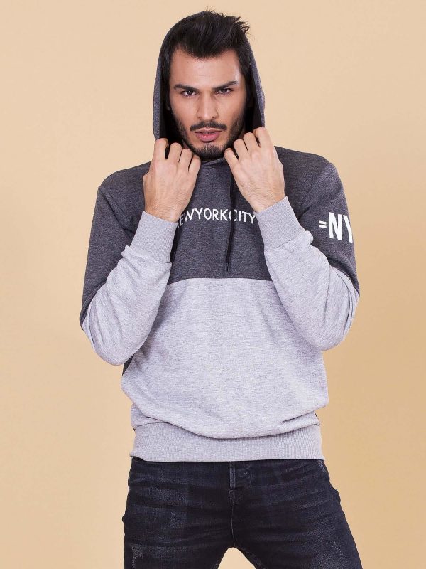 Wholesale Grey hooded sweatshirt for men