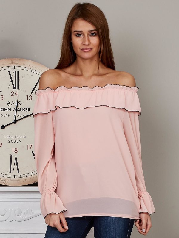 Wholesale Chiffon Spanish blouse powder pink