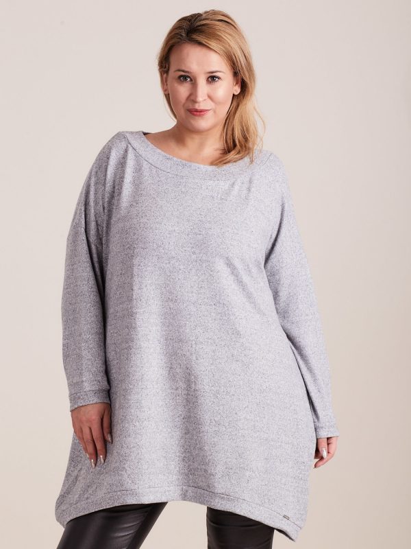 Wholesale Light gray melange tunic PLUS SIZE