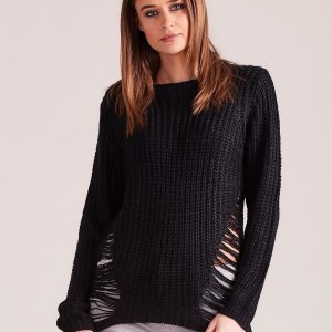 Wholesale Black sweater with slits