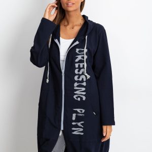 Wholesale Navy Blue Long Hoodie