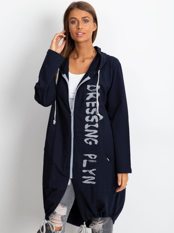 Wholesale Navy Blue Long Hoodie