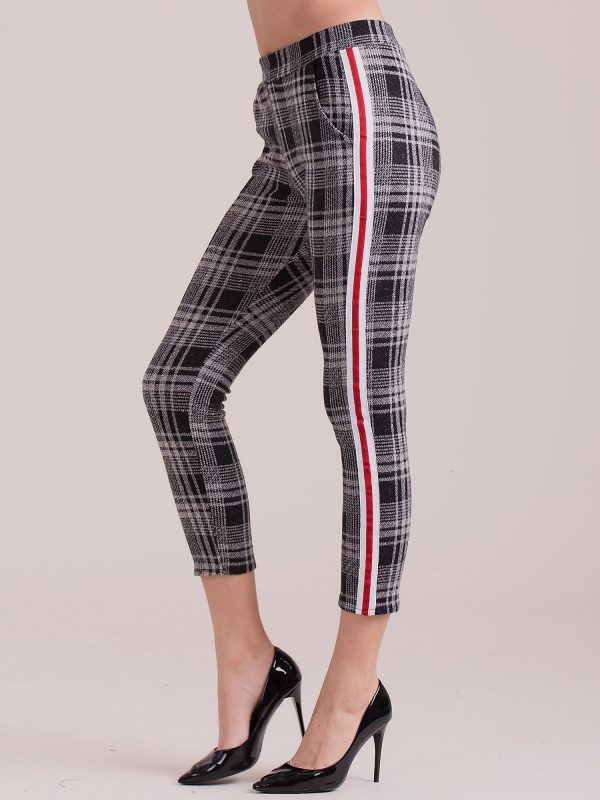 Wholesale Grey checked trousers with stripe