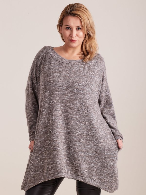 Wholesale Dark beige melange tunic PLUS SIZE