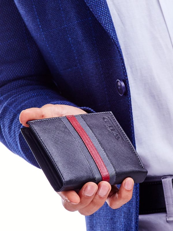 Wholesale Black leather wallet with red insert