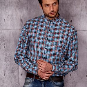 Wholesale Men's blue shirt in color plaid pattern PLUS SIZE