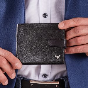 Wholesale Men's black wallet with clasp