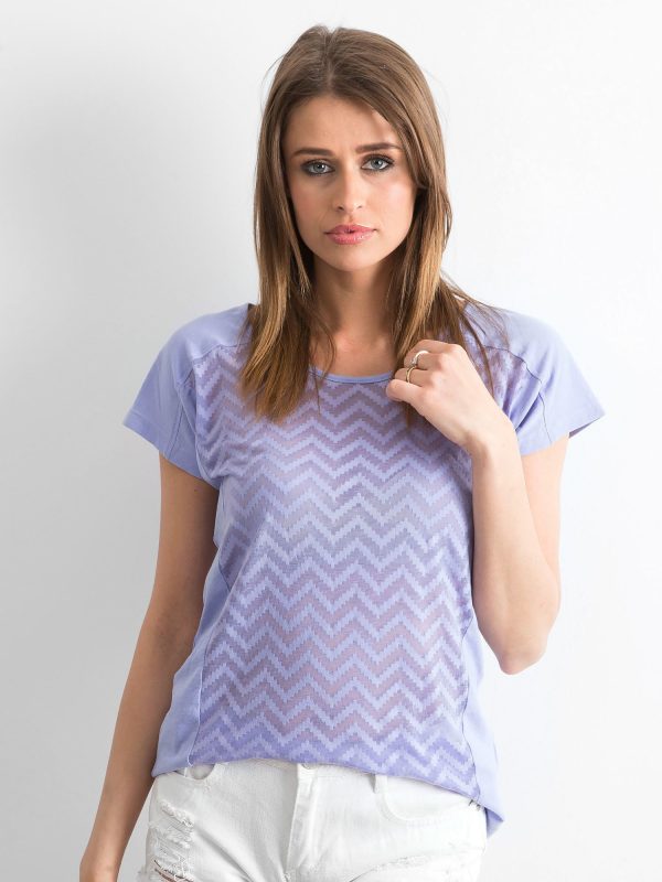 Wholesale Purple t-shirt in zigzags