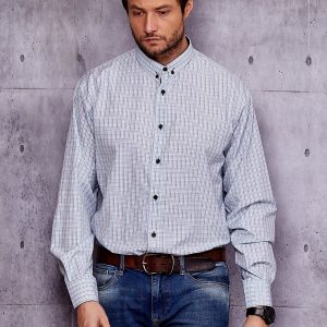 Wholesale Men's blue shirt with delicate checkered PLUS SIZE