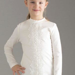 Wholesale Ecru girl blouse with lace and pearls