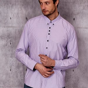 Wholesale Purple Plus Size Men's Checkered Shirt