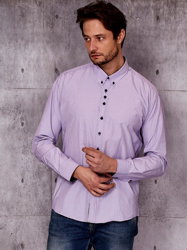 Wholesale Purple Plus Size Men's Checkered Shirt