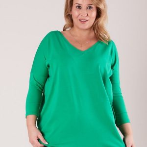 Wholesale Green blouse with neckline on the back PLUS SIZE