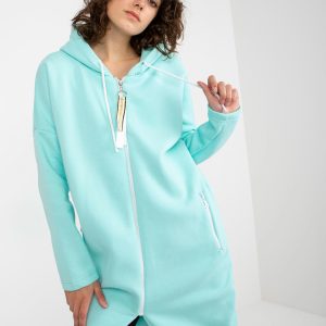 Wholesale Light blue long sweatshirt basic zipper Stunning