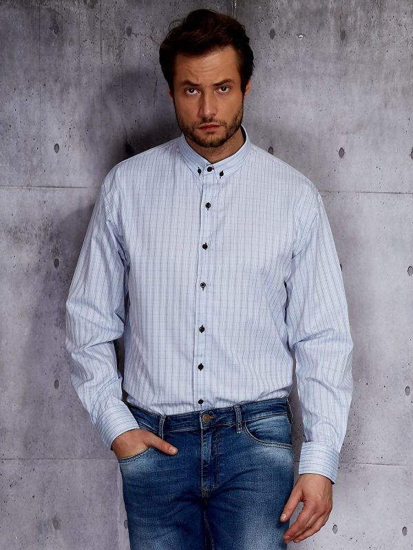 Wholesale Light blue shirt for men in delicate plus size pattern