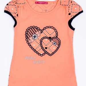 Wholesale Orange t-shirt for girl with hearts