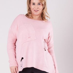 Wholesale Pale Pink Plus Size Loose Sweater