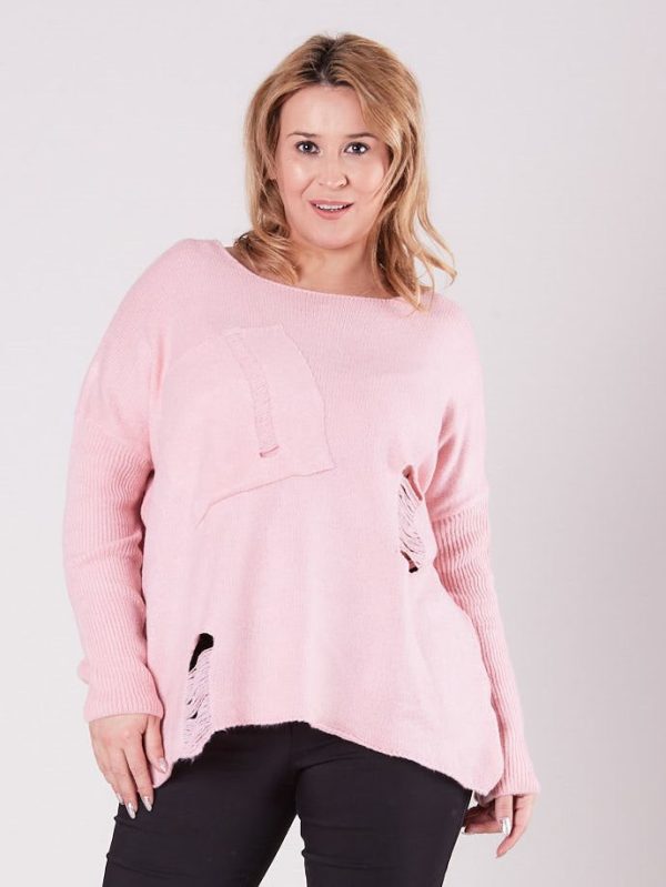 Wholesale Pale Pink Plus Size Loose Sweater