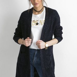 Wholesale Navy Blue Long Knitted Sweater