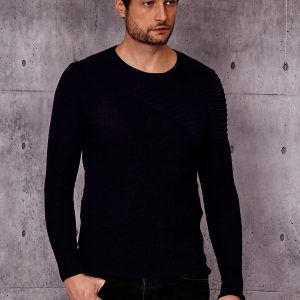 Wholesale Navy blue sweater for men with striped modules