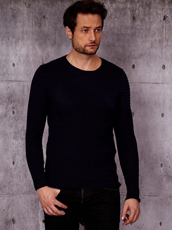 Wholesale Navy blue sweater for men with striped modules