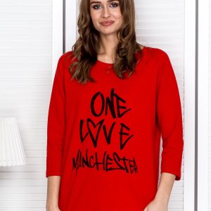 Wholesale Red blouse with the inscription ONE LOVE