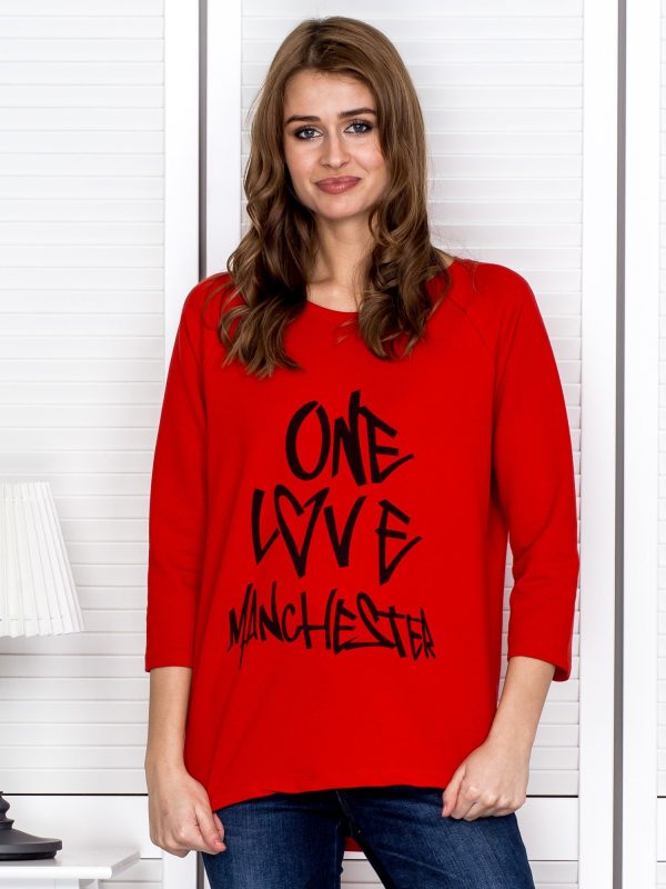 Wholesale Red blouse with the inscription ONE LOVE