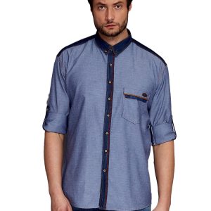 Wholesale Blue shirt for men with pin on pocket PLUS SIZE