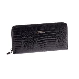 Wholesale Black crocodile skin zipper long leather wallet