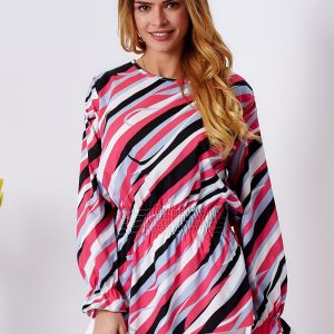 Wholesale Dark pink blouse with colorful patterns