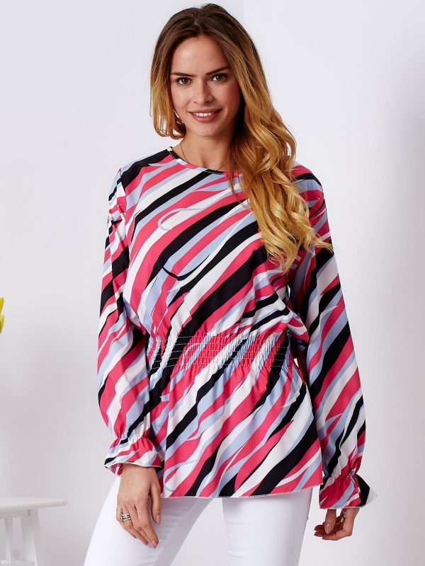 Wholesale Dark pink blouse with colorful patterns