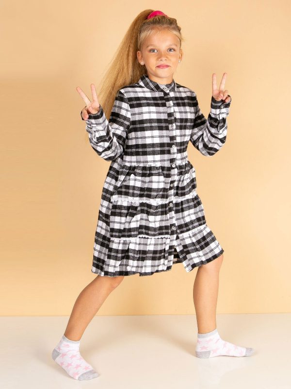 Wholesale Black plaid dress for girl