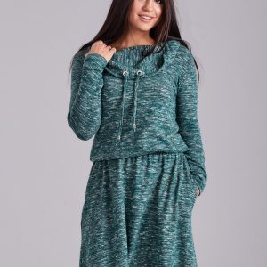 Wholesale Green melange dress with stripes