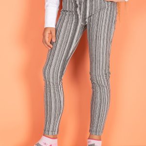 Wholesale Dark Grey Cotton Striped Girl Leggings