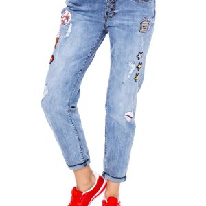 Wholesale Blue mom jeans pants with stripes