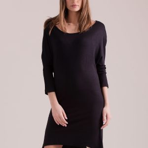 Wholesale Oversize dress with lower shoulder line black