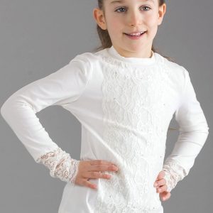 Wholesale Ecru girl blouse with lace insert