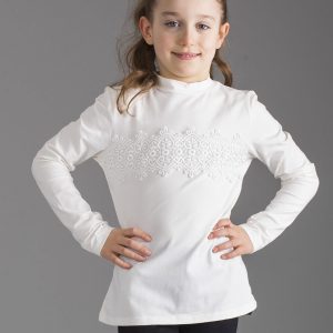 Wholesale Ecru girl blouse with lace insert