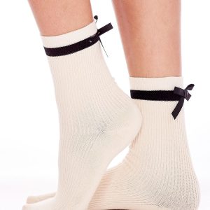 Wholesale FULLOFF Beige socks with bows