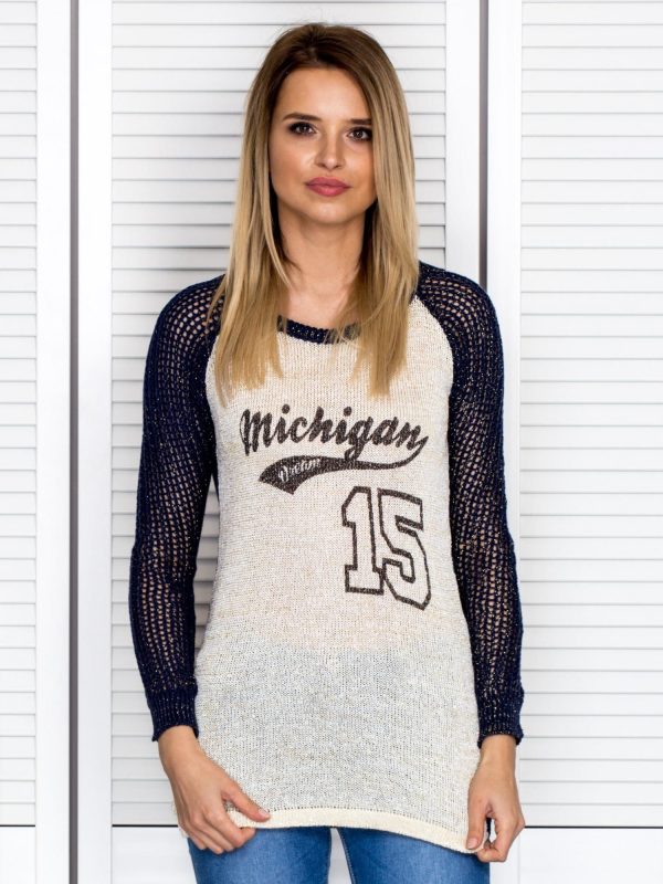 Wholesale Navy blue jumper with baseball print