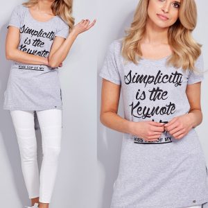 Wholesale Simplicity cotton tunic with print light grey