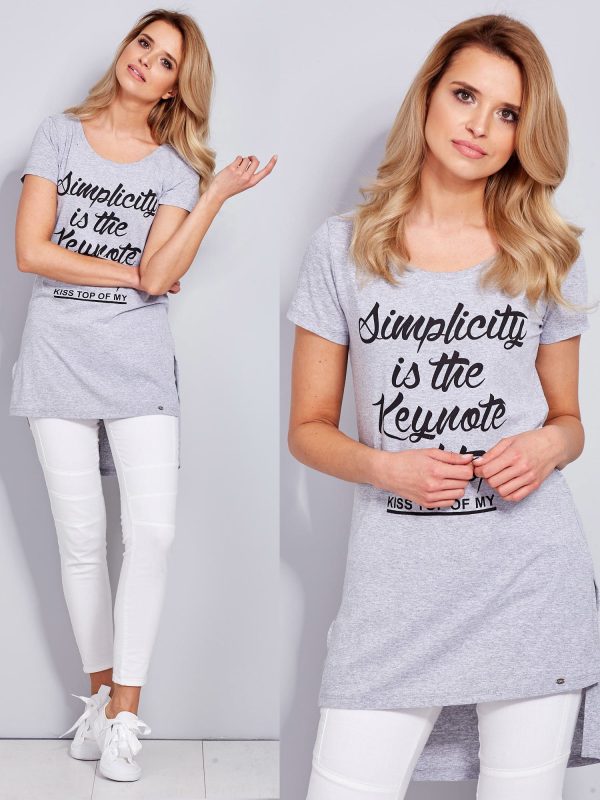 Wholesale Simplicity cotton tunic with print light grey