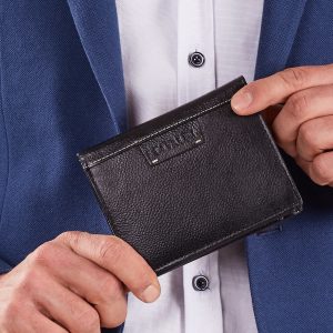 Wholesale Black Men's Vertical Genuine Leather Wallet