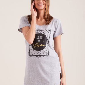 Wholesale Light Grey Printed Nightgown