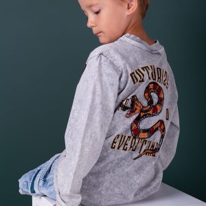 Wholesale Light grey boys' blouse with print on both sides