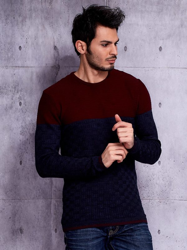 Wholesale Navy blue sweater for men with braided module