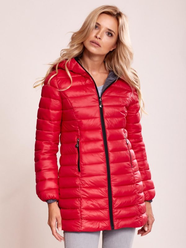 Wholesale Red Graphite Reversible Hooded Jacket