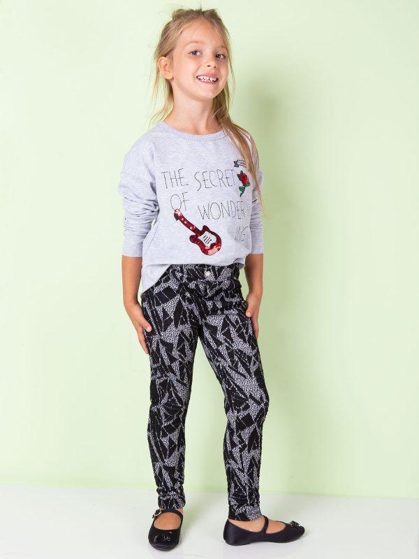 Wholesale Black Patterned Leggings For Girl